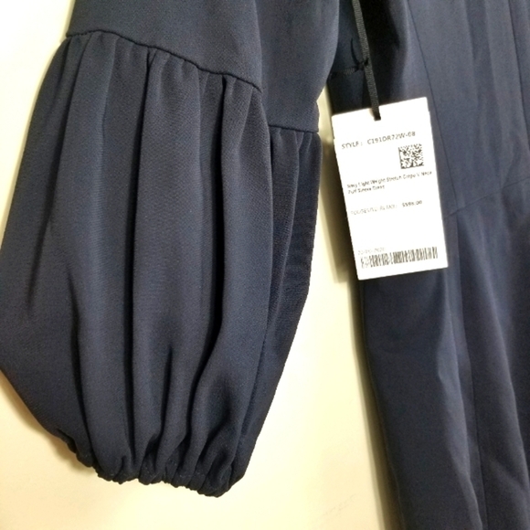 WORTH Navy V Neck Puff Sleeve Dress - Picture 8 of 10